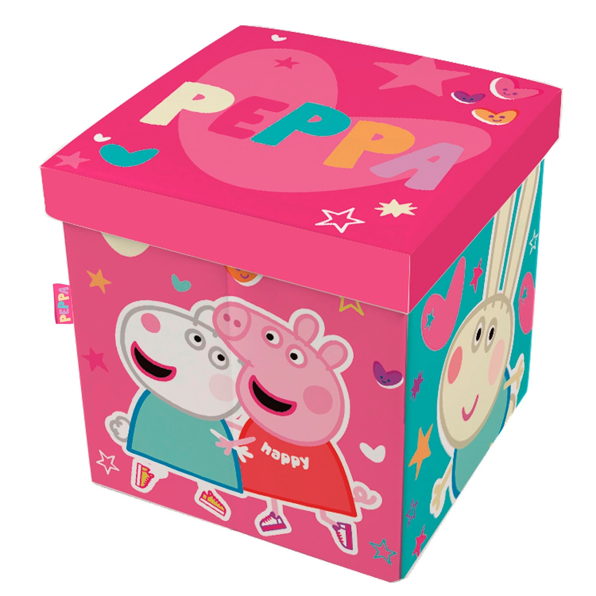 Taburete/Contenedor. 30x30x30cm Peppa Pig Rosa-3