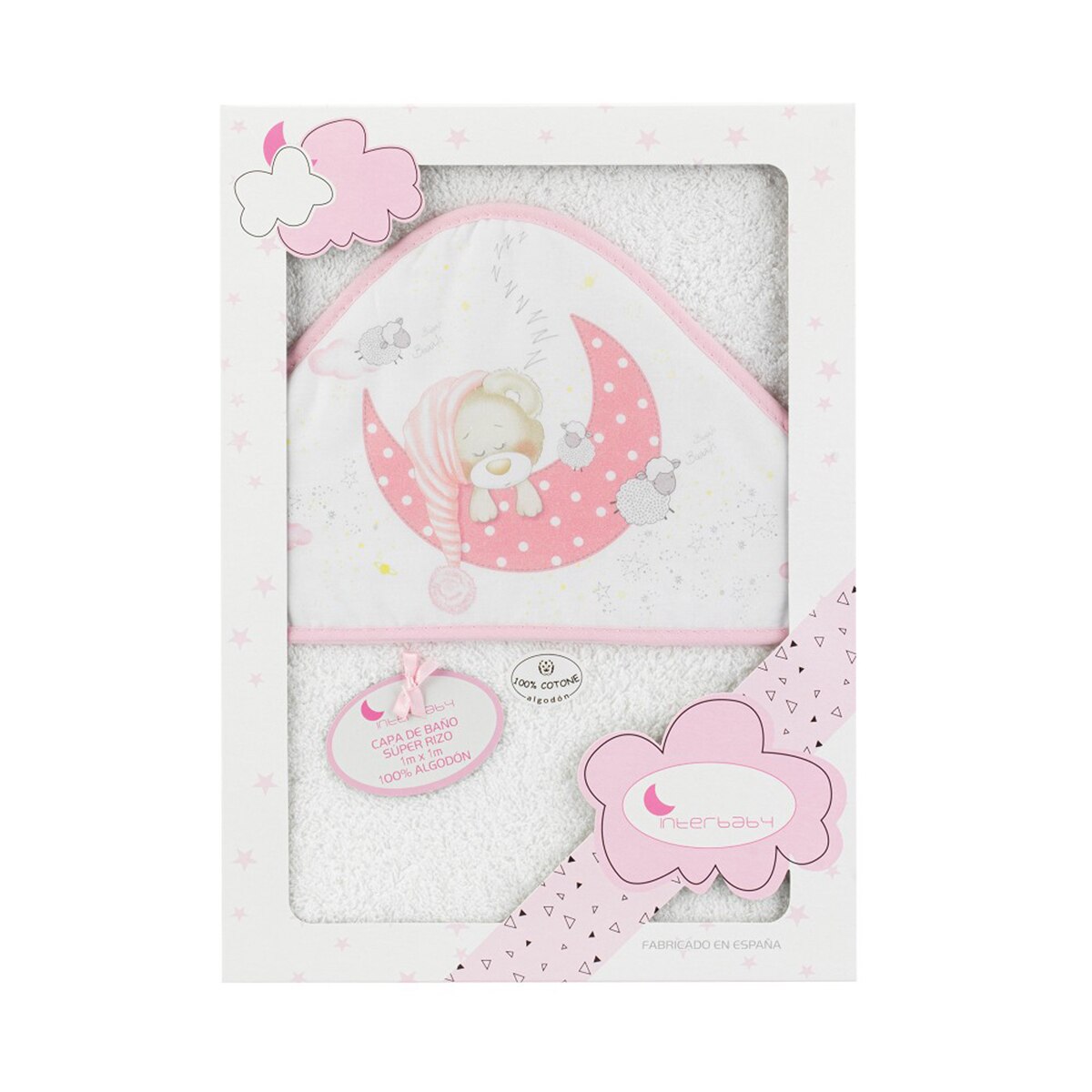 Capa de Baño Interbaby Bear Sleeping blanco/rosa Blanco/Rosa-3