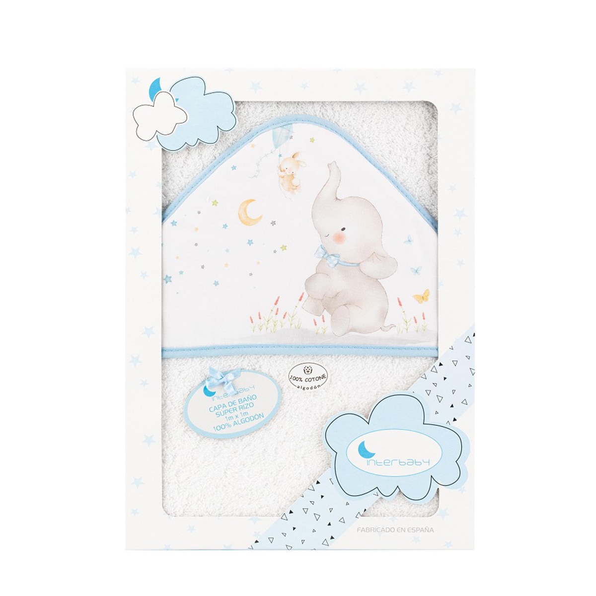 Capa de Baño Interbaby Elefante blanco/azul Blanco / Azul-3