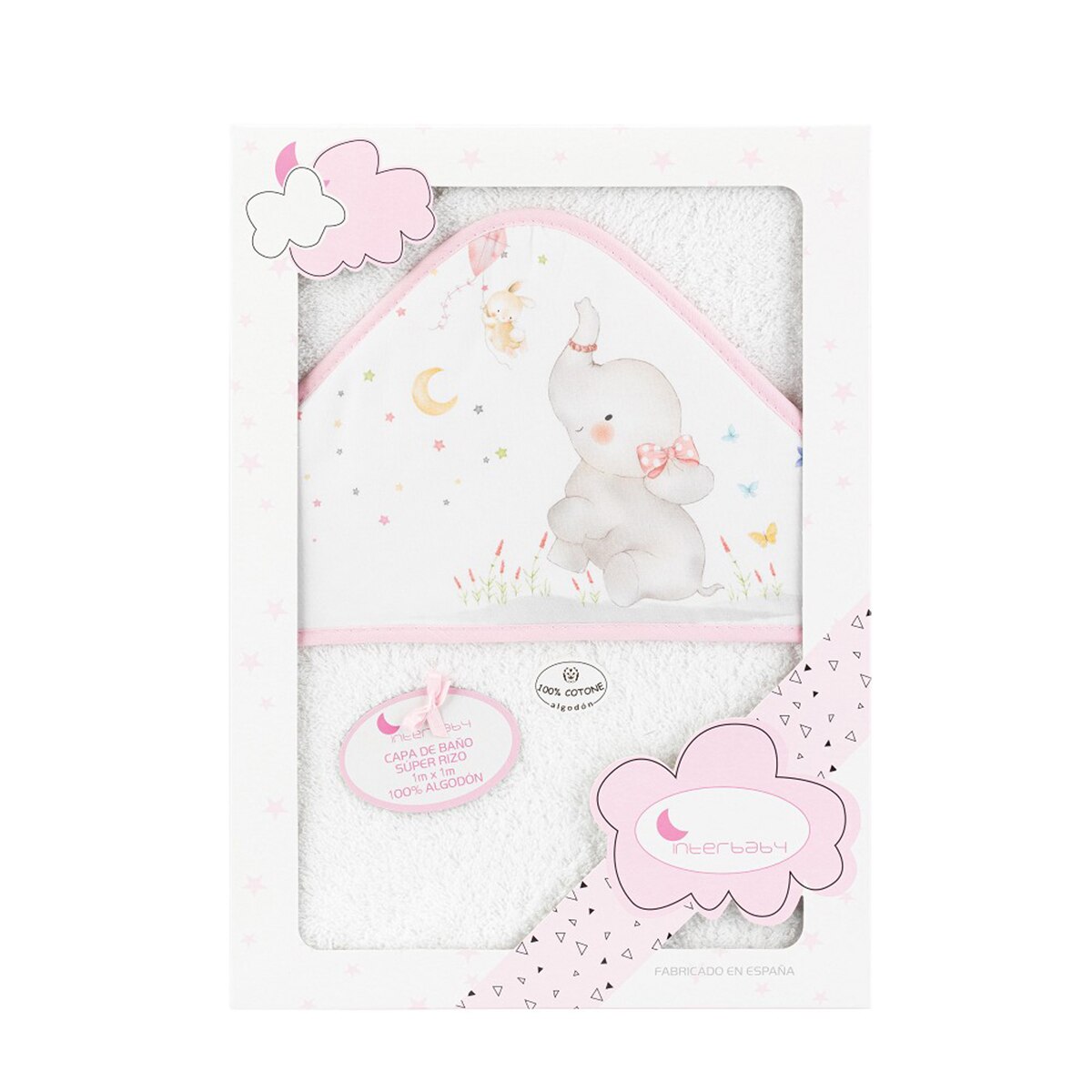 Capa de Baño Interbaby Elefante blanco/rosa Blanco/Rosa-3