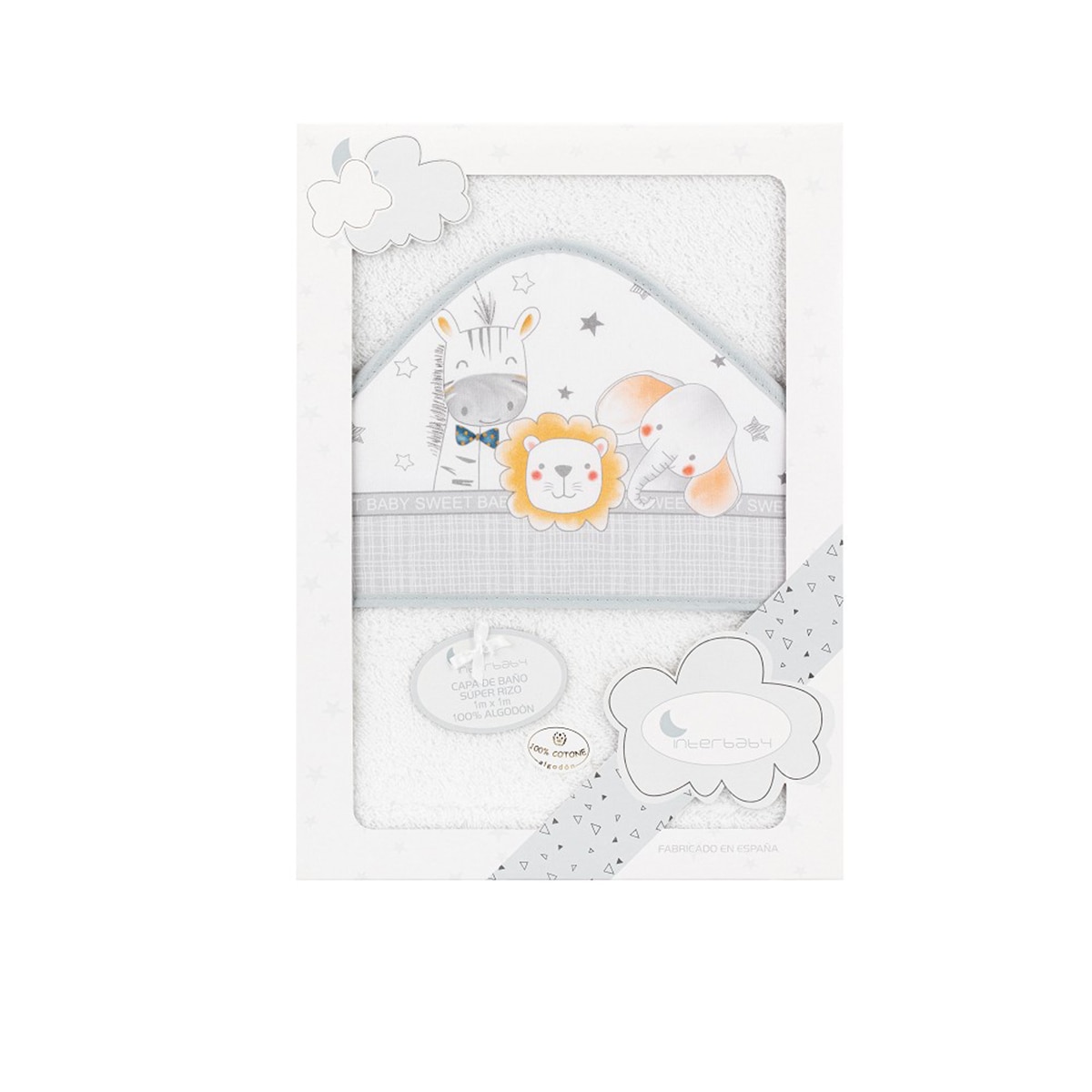 Capa de Baño Interbaby Animalitos blanco/gris Blanco / Gris-3