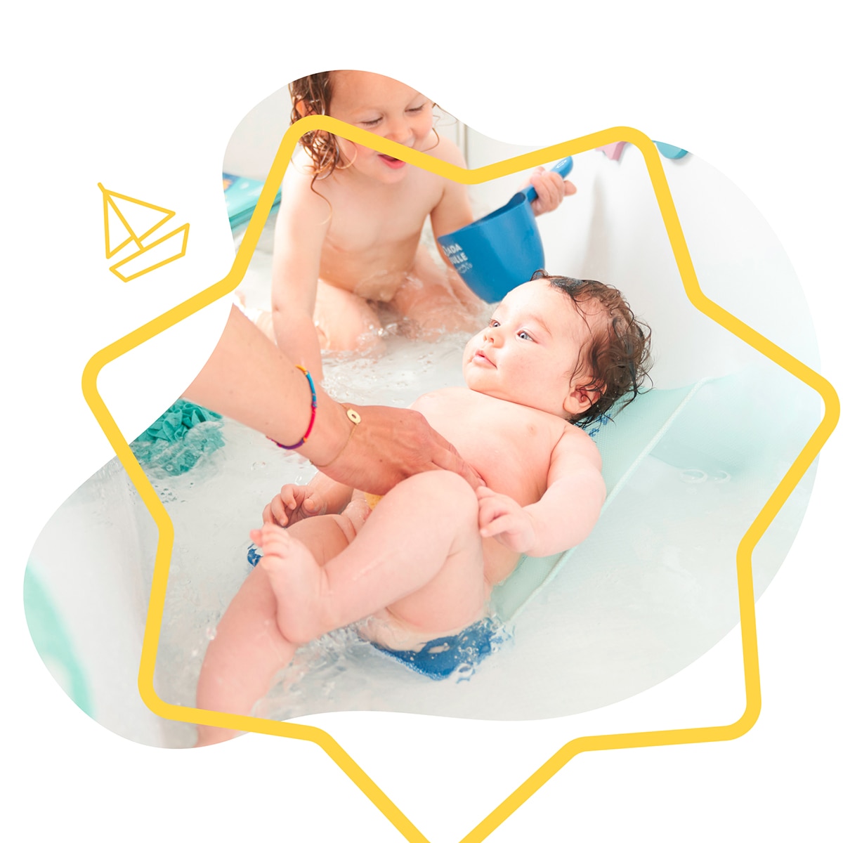 Hamaca de baño ergonómica Badabulle blanco/azul Blanco / Azul-4