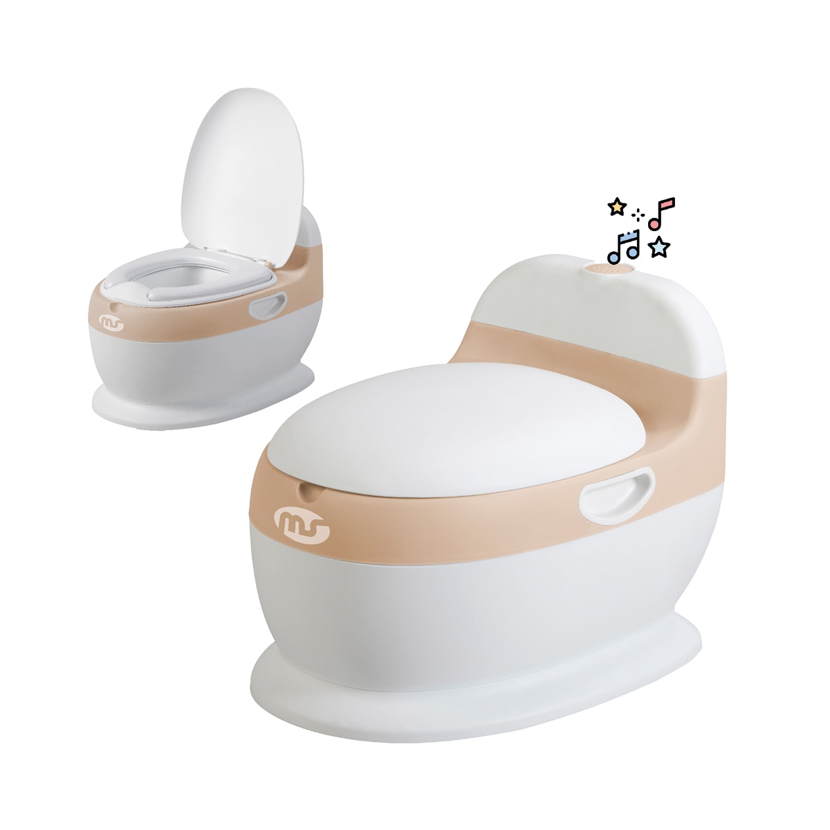 Orinal Baby Potty, 2-3 años, Con Sonido y asiento acolchado Beige-5
