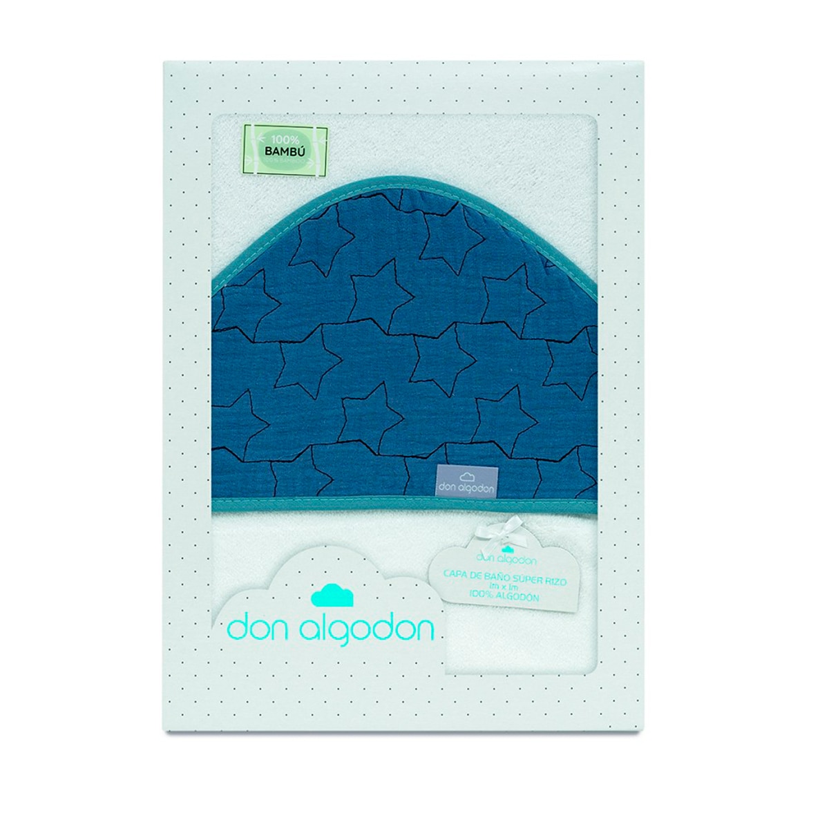 Capa de baño bambú estrellas Azul-3