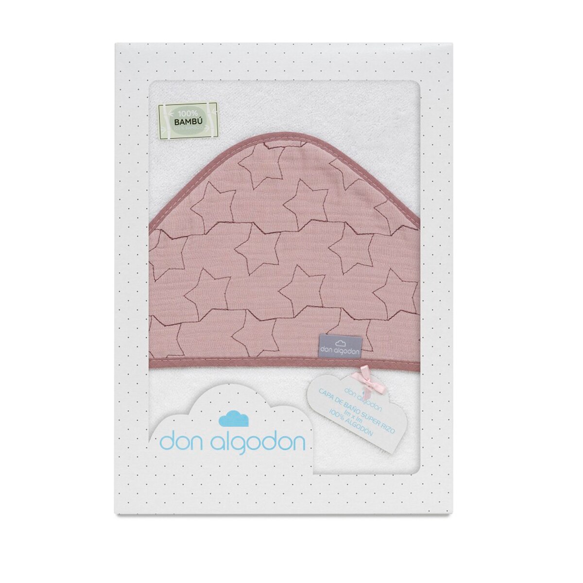 Capa de baño bambú estrellas Rosa-3