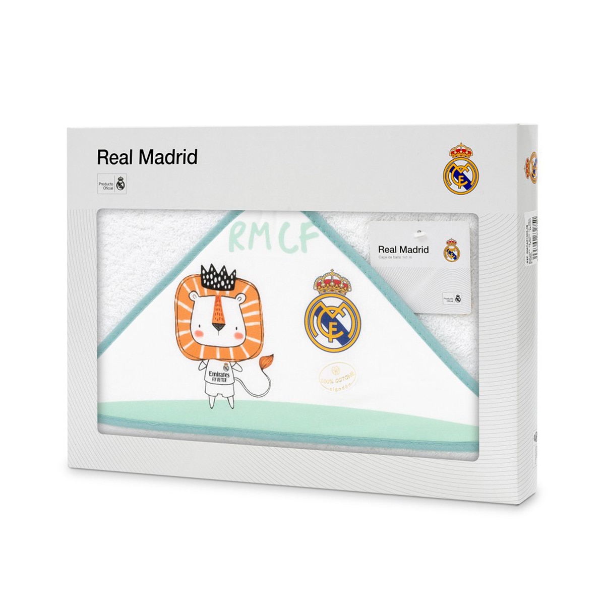 Capa de baño 1x1 real madrid leon escudo Blanco-4