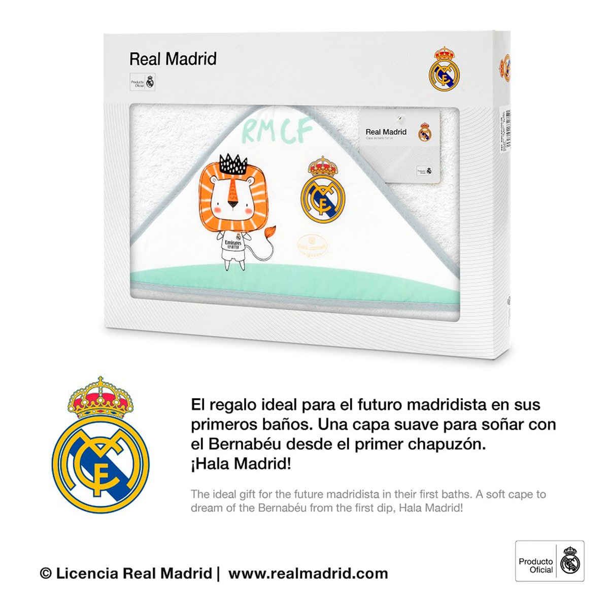 Capa de baño 1x1 real madrid leon escudo Blanco-3
