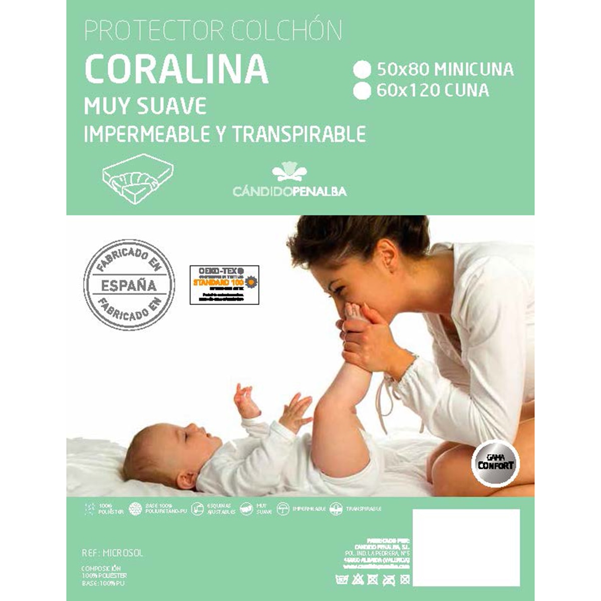 Protector para Colchón de Minicuna (50 x 80 cm.) Cándido Peñalva microsol blanco Blanco-1