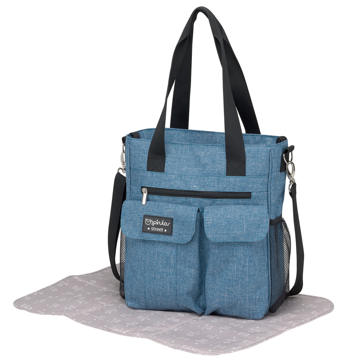 Bolso microf.carry cambiador liquidación dénim 100% algodón Turquesa-1