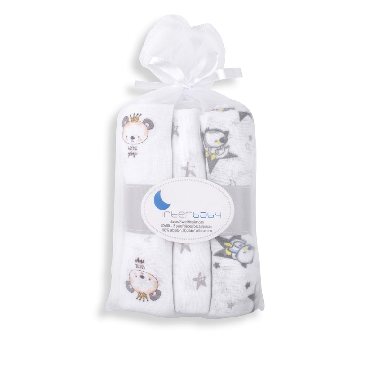 Pack 3 gasas (80x80cm.) gris Gris-1