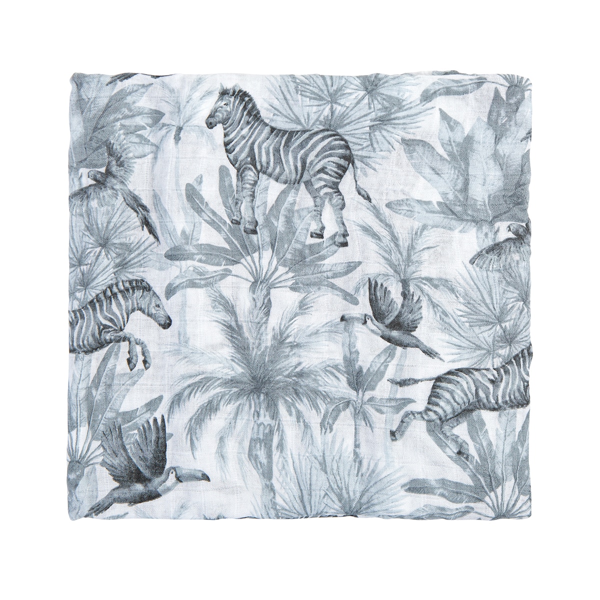 Muselina bambú Zebras 120x120cm Blanco-1