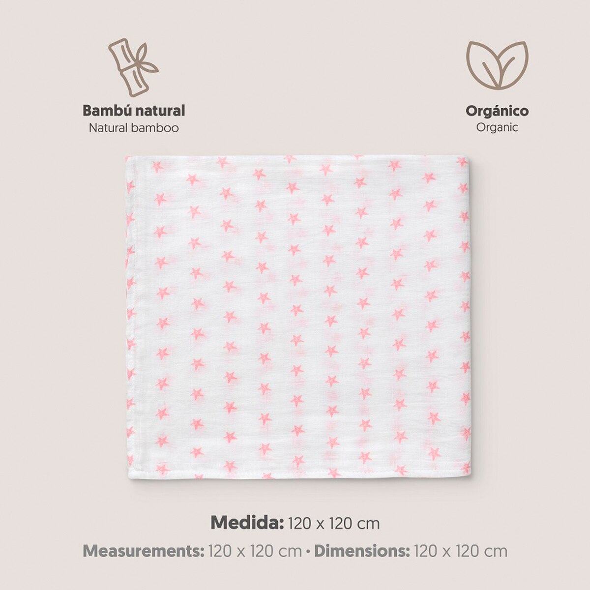 Muselina de bambú Star Rosa-2