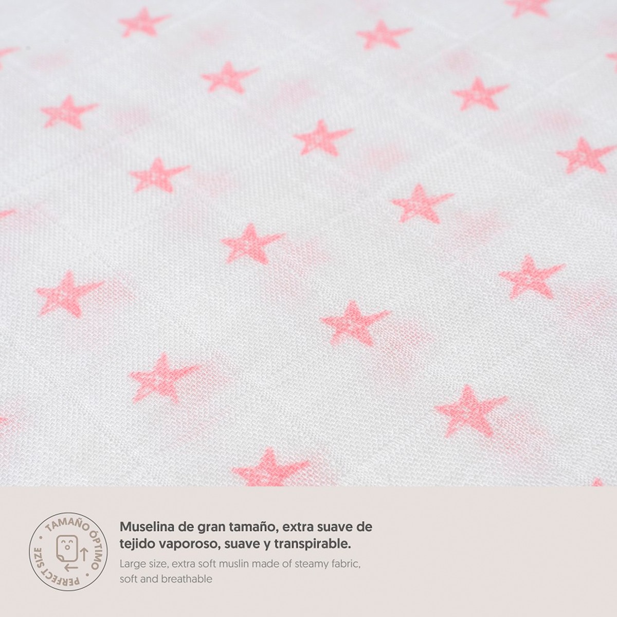 Muselina de bambú Star Rosa-4