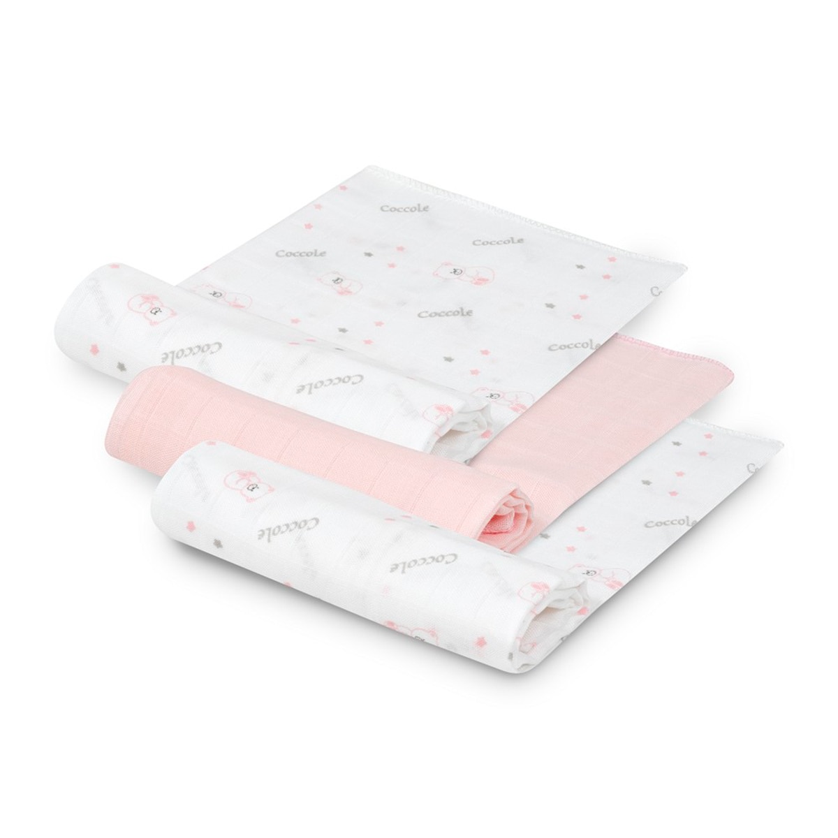 Pack de 3 muselinas bambú Bear Rosa-2
