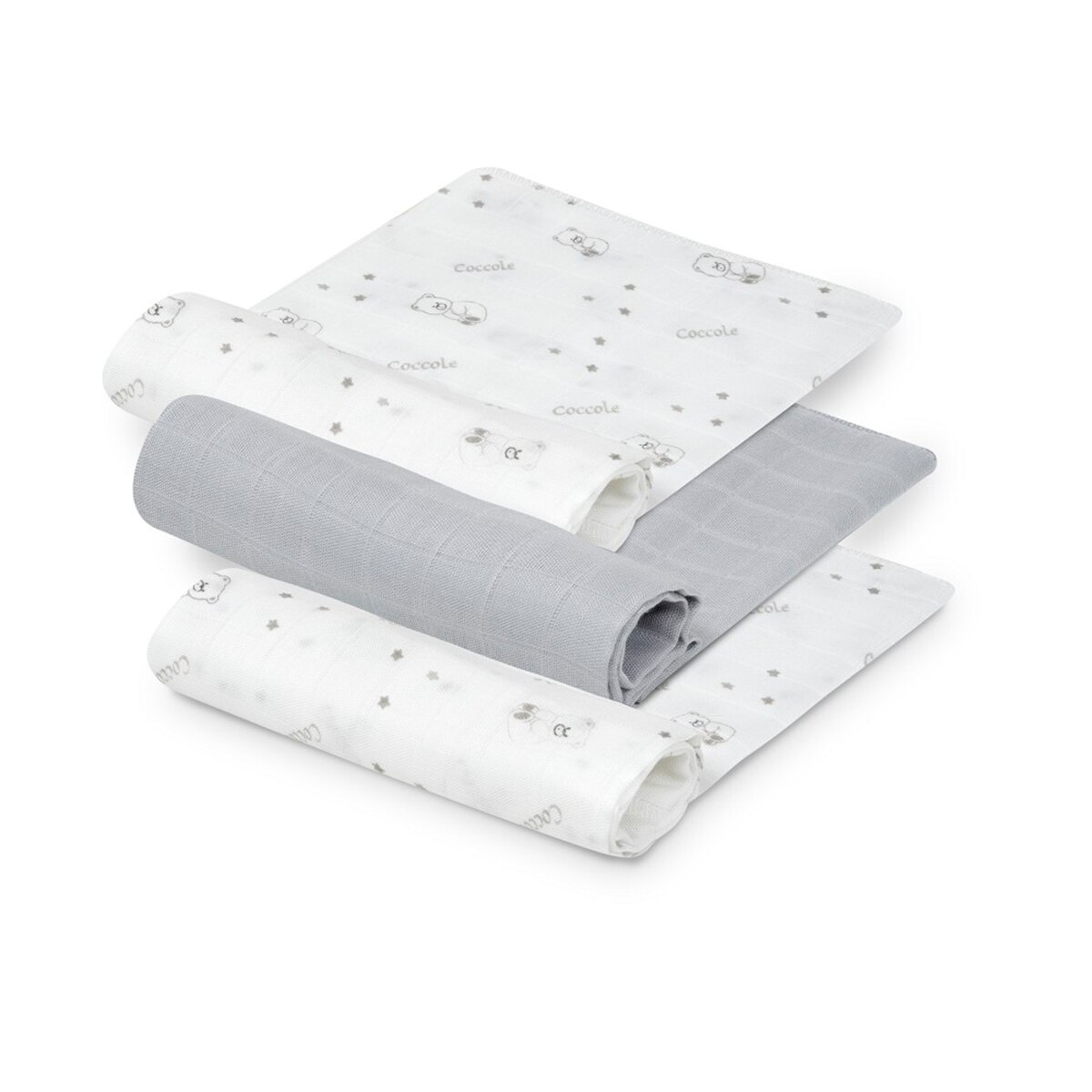 Pack de 3 muselinas bambú Bear Gris-2