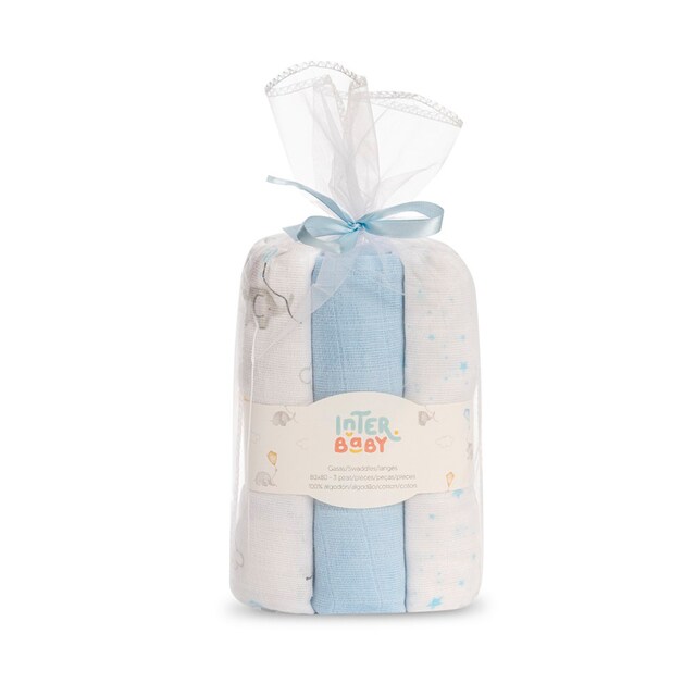 Imagen 0 de Set de 3 gasas 80X80  elefantes estrellas