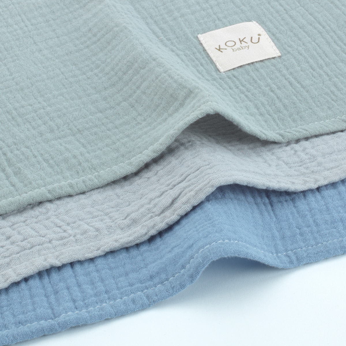 Pack de 3 muselinas pequeñas Azul claro-2