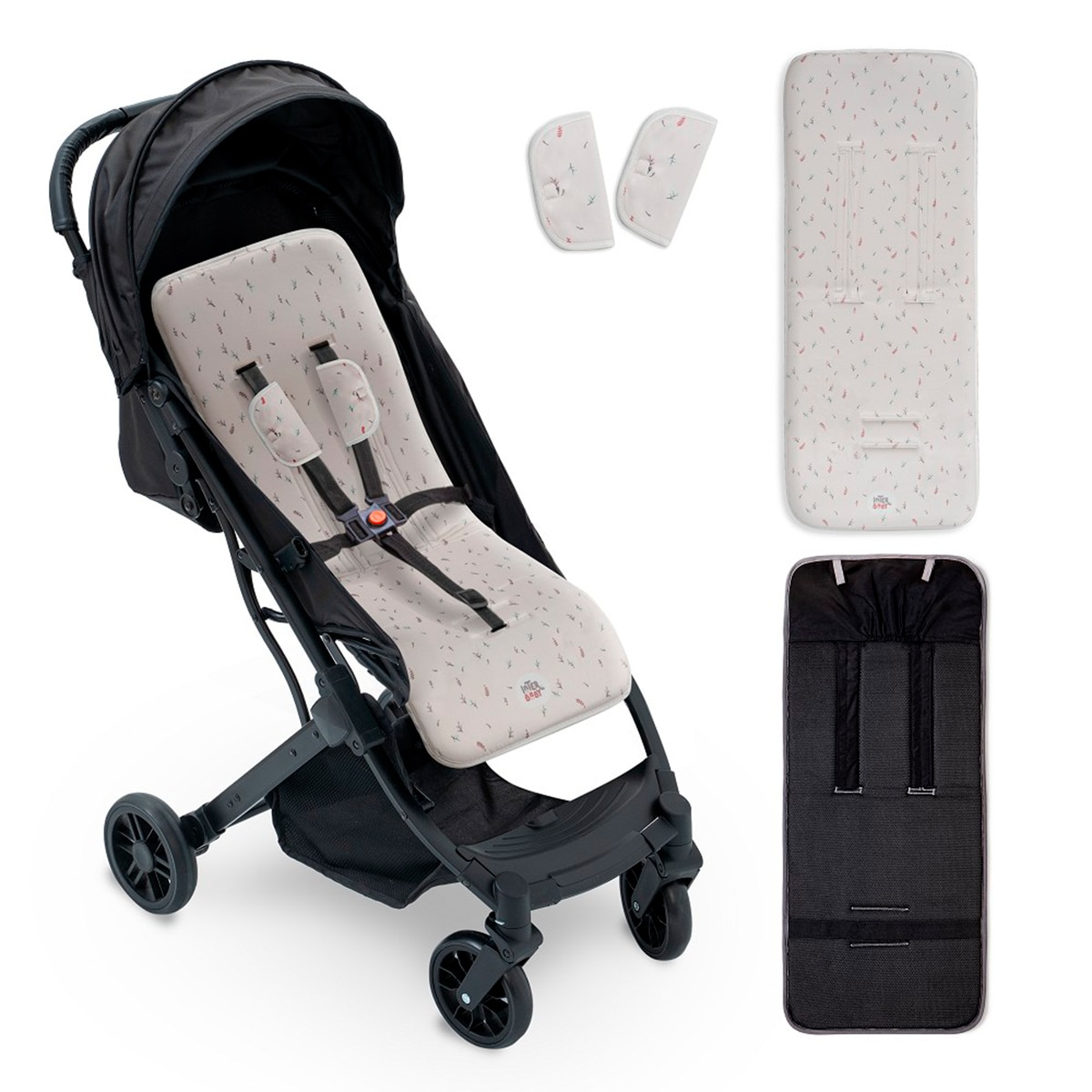 Colchoneta para silla de paseo flores Beige-2