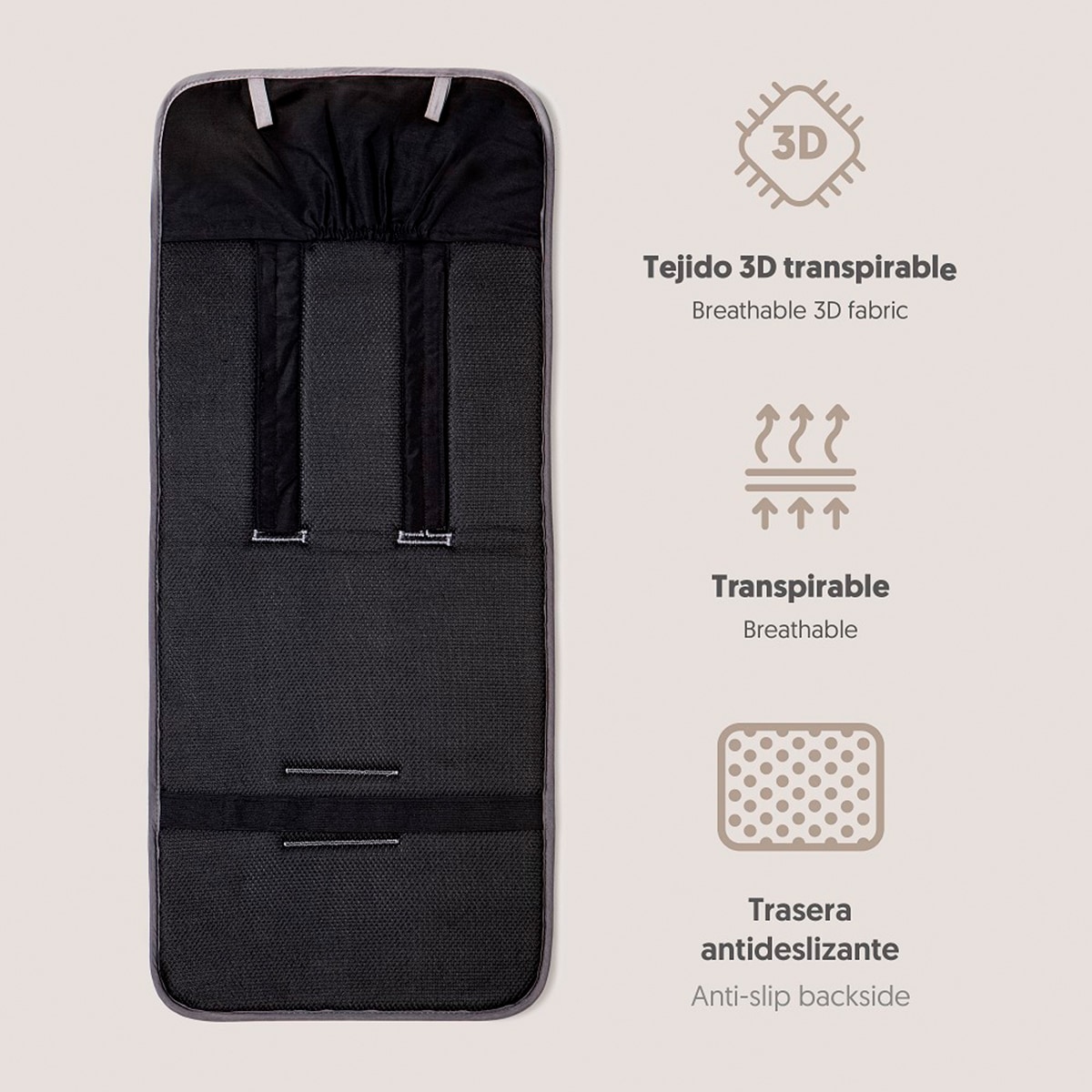 Colchoneta para silla de paseo flores Beige-4