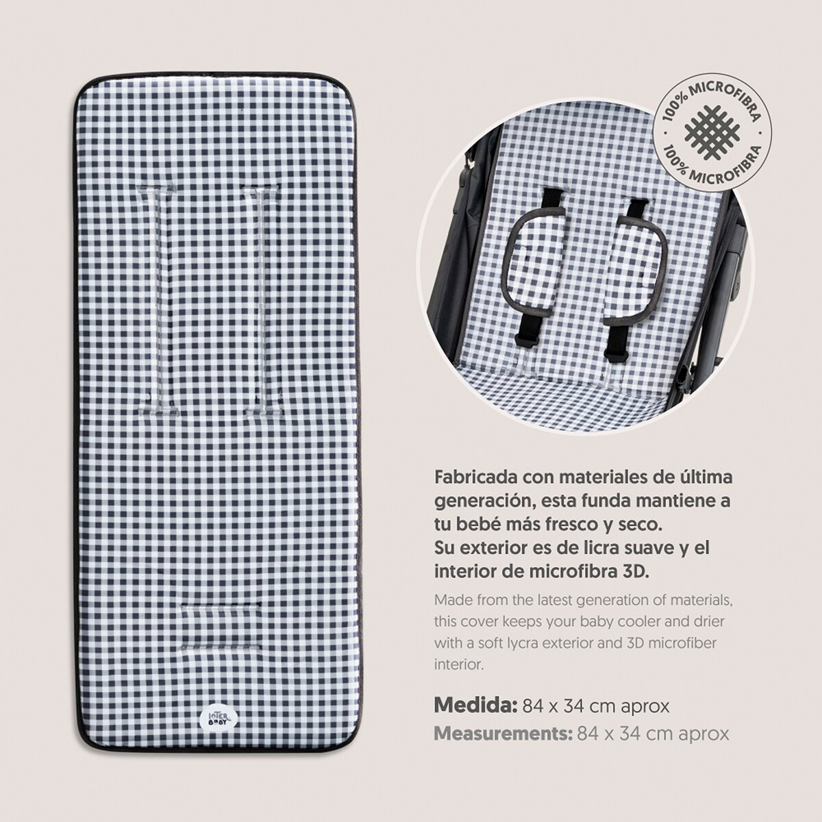 Colchoneta para silla de paseo vichy Gris-3