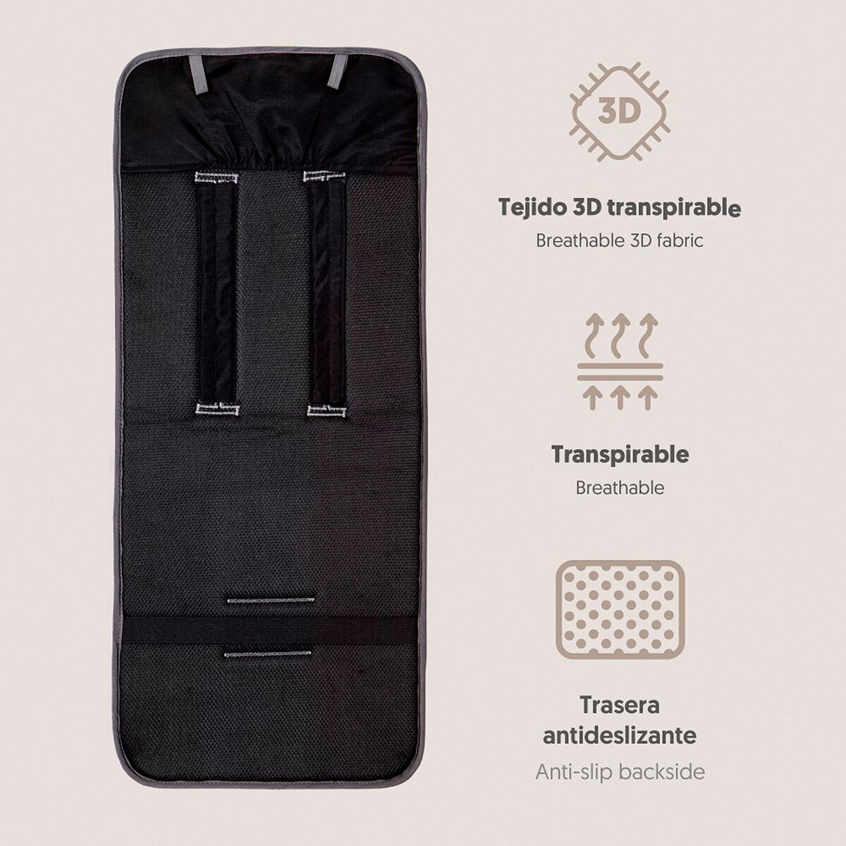 Colchoneta para silla de paseo vichy Gris-4