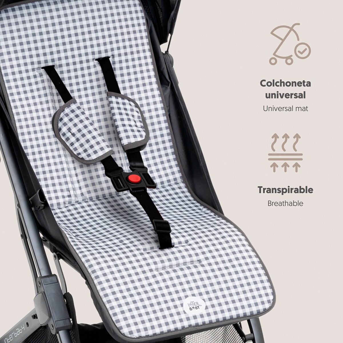 Colchoneta para silla de paseo vichy Gris-5