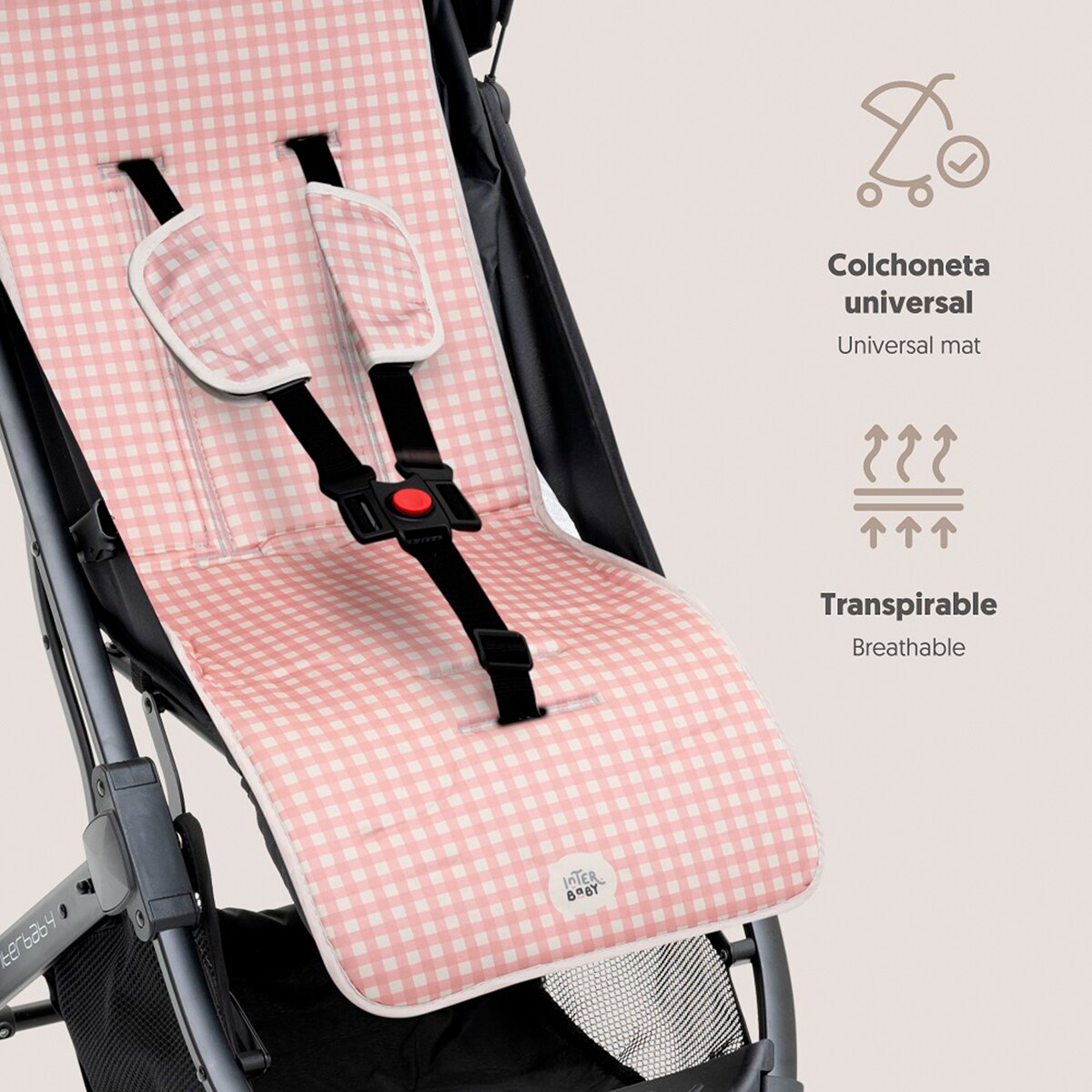 Colchoneta para silla de paseo vichy Rosa-4