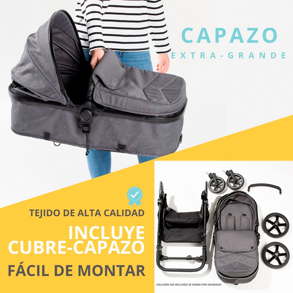 Carrito de bebé  Versa  3 en 1 Gris-5