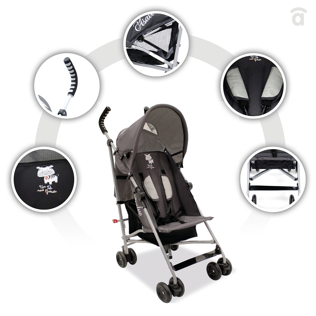 Silla de paseo Asalvo Yolo gris Gris-6