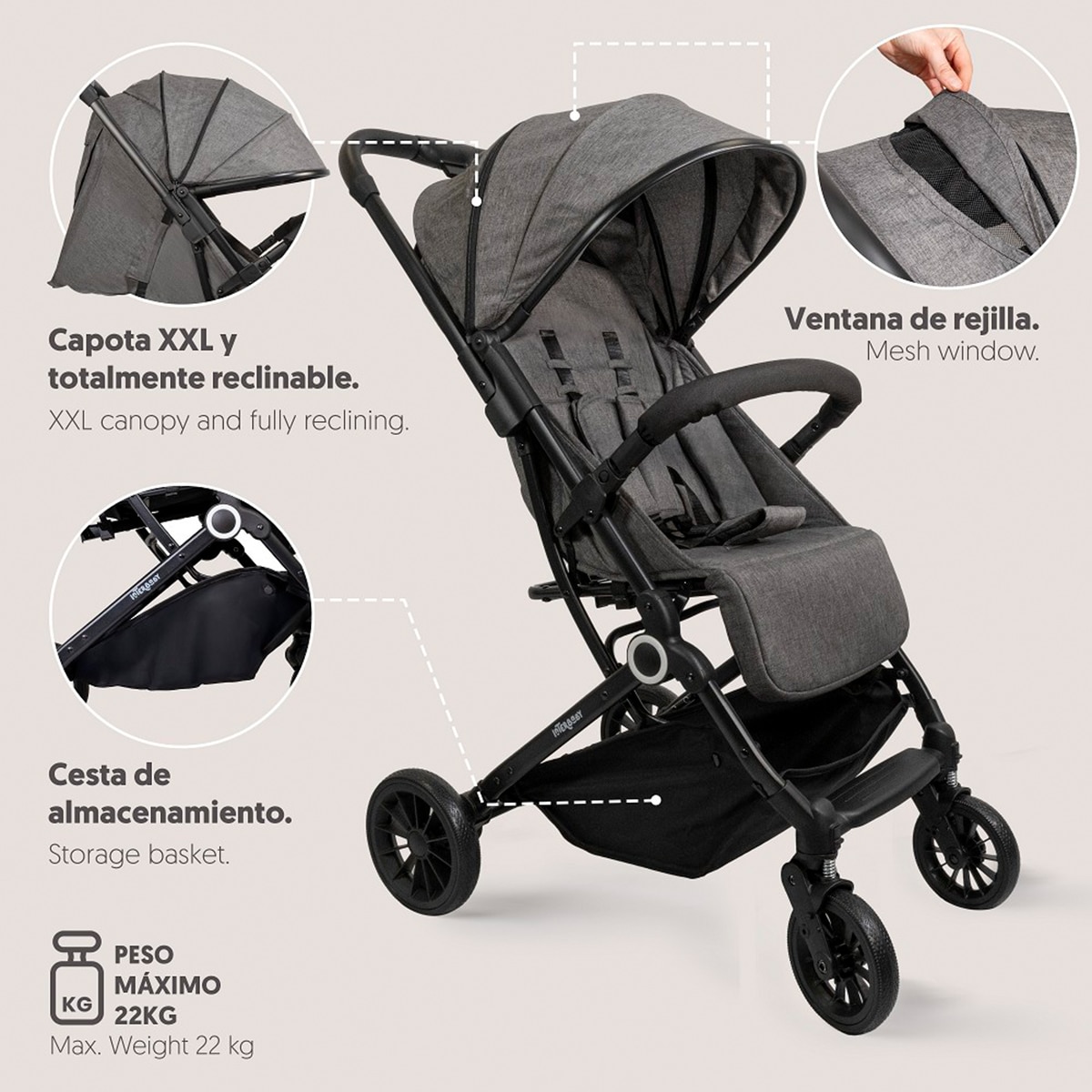 Silla de paseo Voyage Gris-8