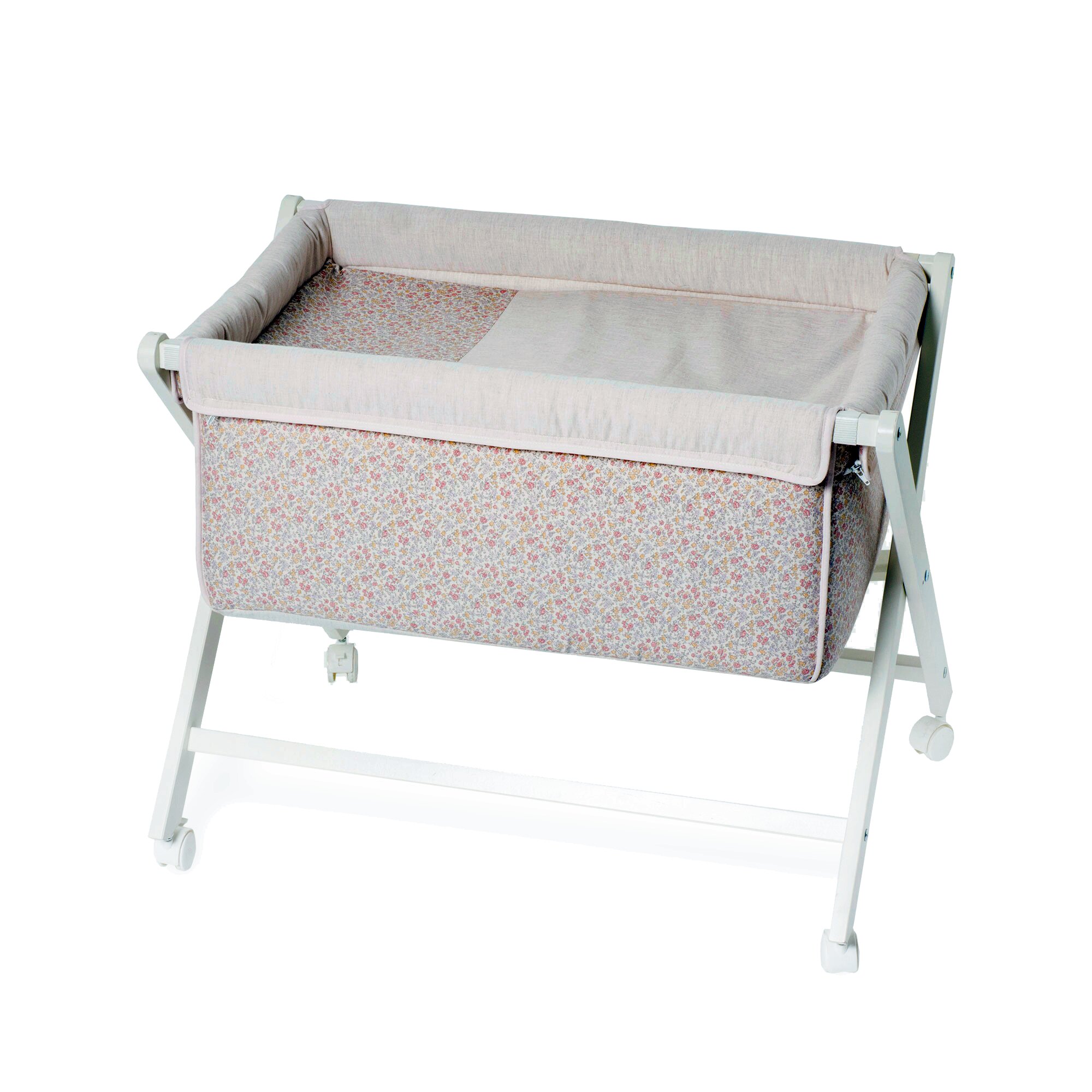 Imagem 0 de Mini berço (50 x 80 cm.) Liberty dobrável com estampado floral rosa