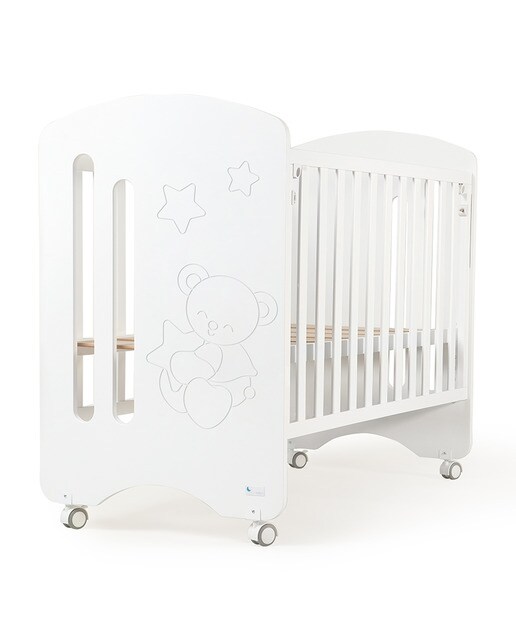 Cuna Interbaby Lovely Premium con lateral abatible Colecho Osito blanco Blanco-1