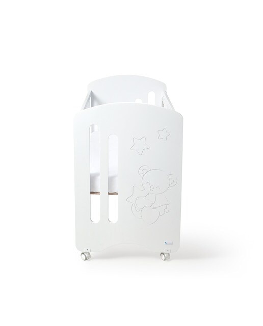 Cuna Interbaby Lovely Premium con lateral abatible Colecho Osito blanco Blanco-2
