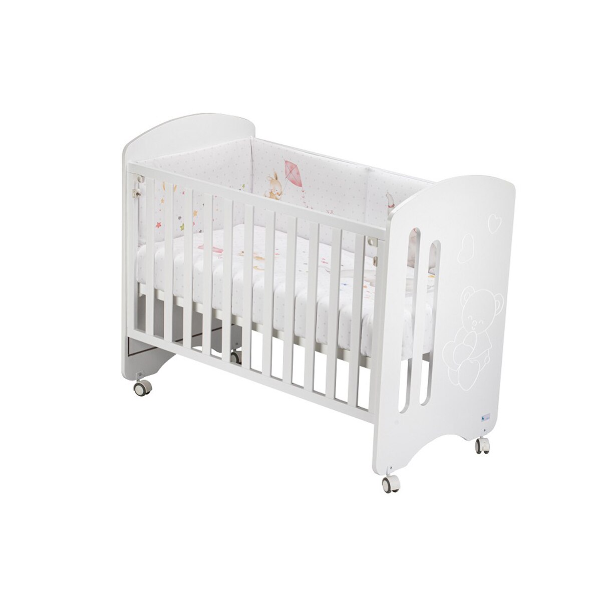 Cuna Interbaby Lovely Premium + Juego textil 2 piezas Protector de Cuna y Funda Nórdica desenfundable Elefante rosa/blanco Rosa / Blanco-4