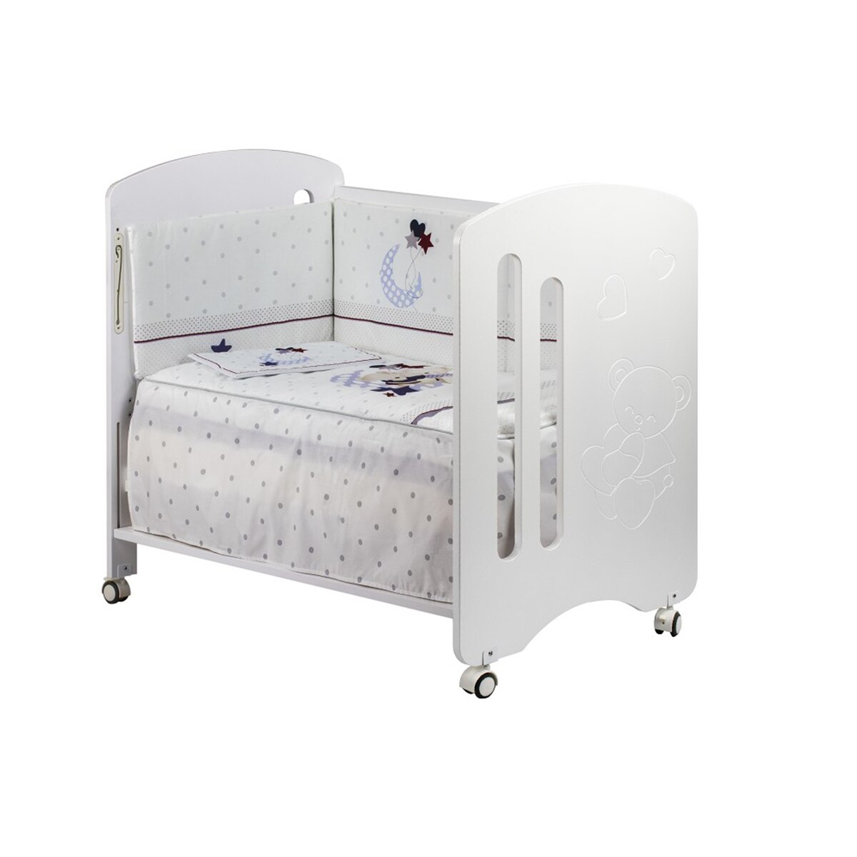 Cuna Interbaby Lovely Premium con edredón y protector oso amoroso beige Beige-1