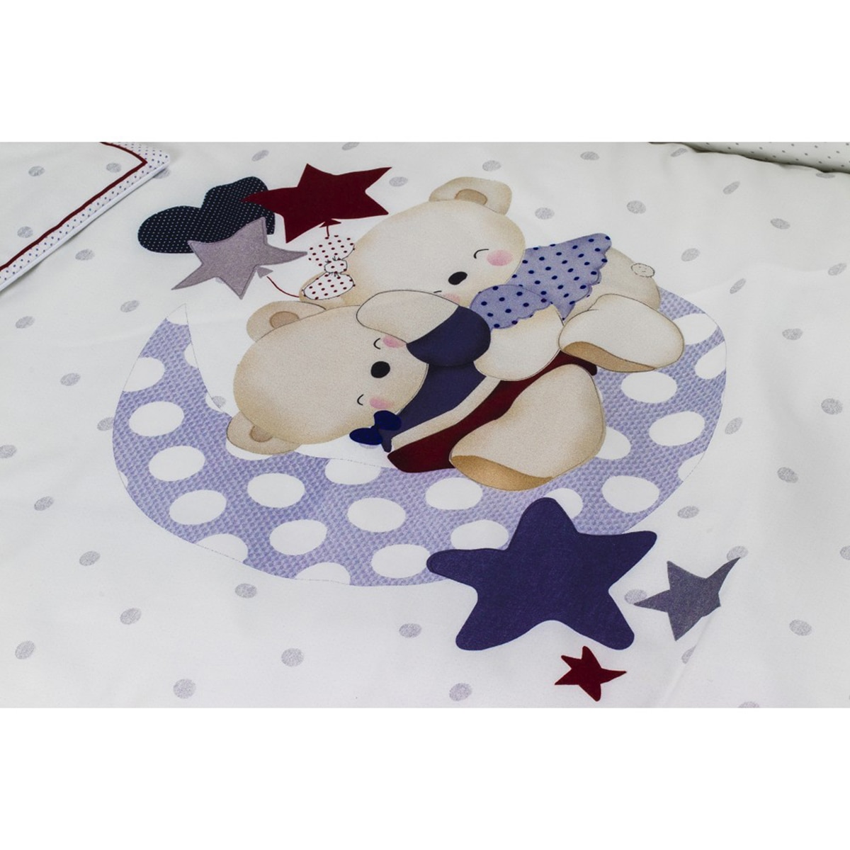Cuna Interbaby Lovely Premium con edredón y protector oso amoroso beige Beige-2