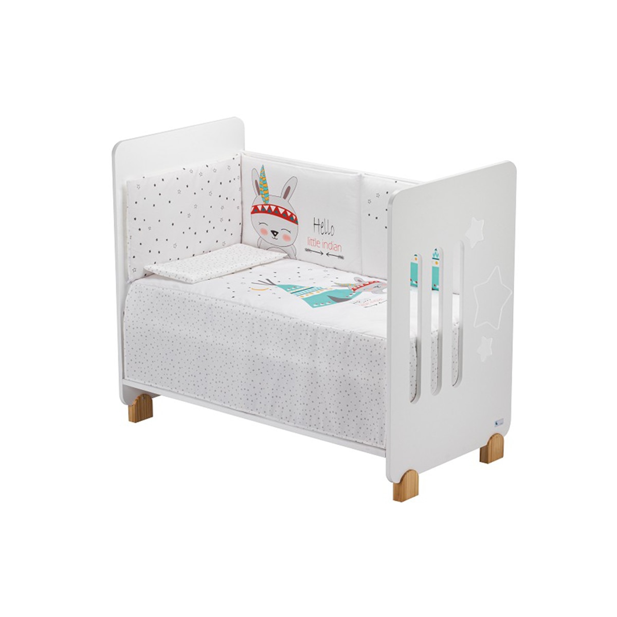 Cuna Interbaby Star Nature + edredrón + protector tipi oso blanco Blanco-1