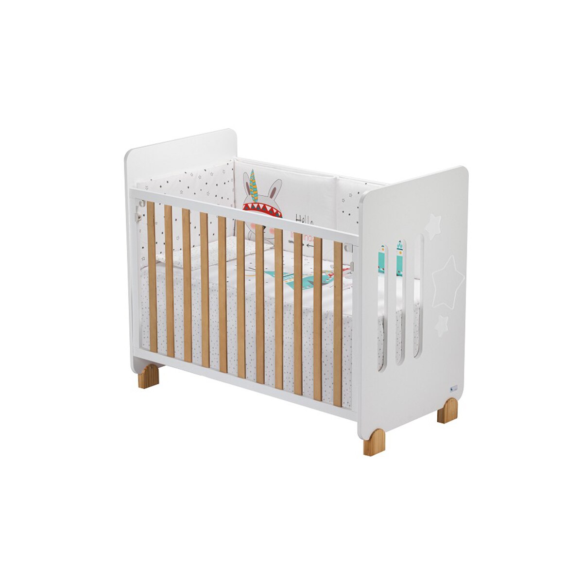 Cuna Interbaby Star Nature + edredrón + protector tipi oso blanco Blanco-2