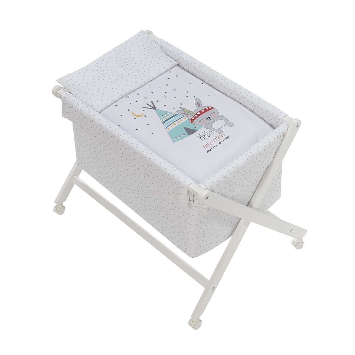 Minicuna Interbaby con textil tipi oso blanco Blanco-1