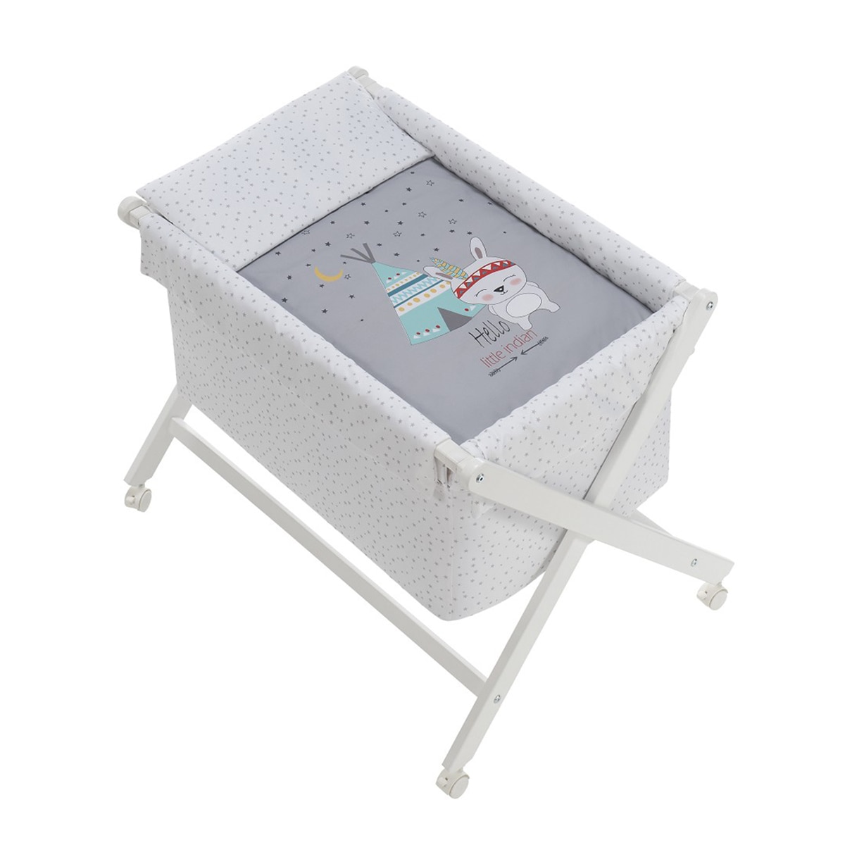 Minicuna Interbaby con textil tipi oso gris Gris-1