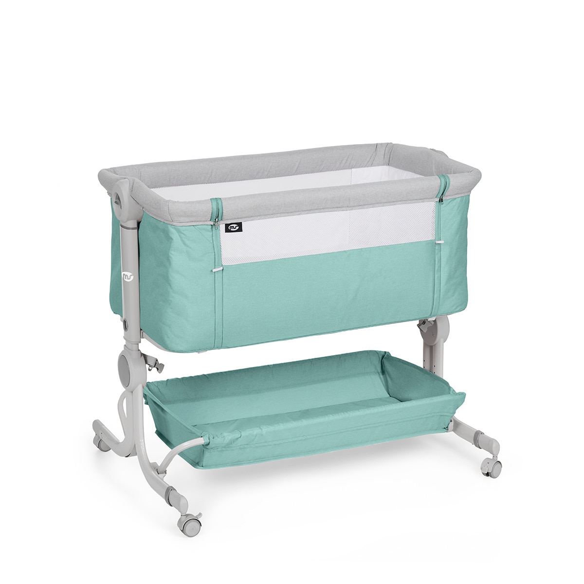 MS Minicuna Colecho Comfy - Cuna Colecho  Regulable Multialturas, Reclinable - Colchón incluido e Incluye Mosquitera de Serie Turquesa-2