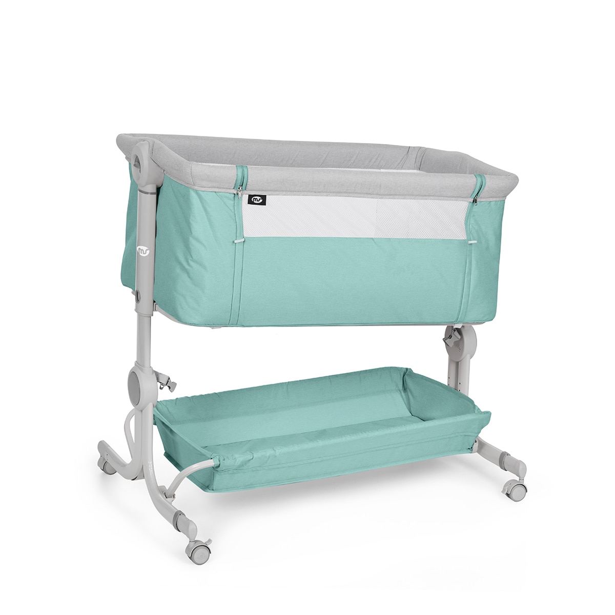 MS Minicuna Colecho Comfy - Cuna Colecho  Regulable Multialturas, Reclinable - Colchón incluido e Incluye Mosquitera de Serie Turquesa-3