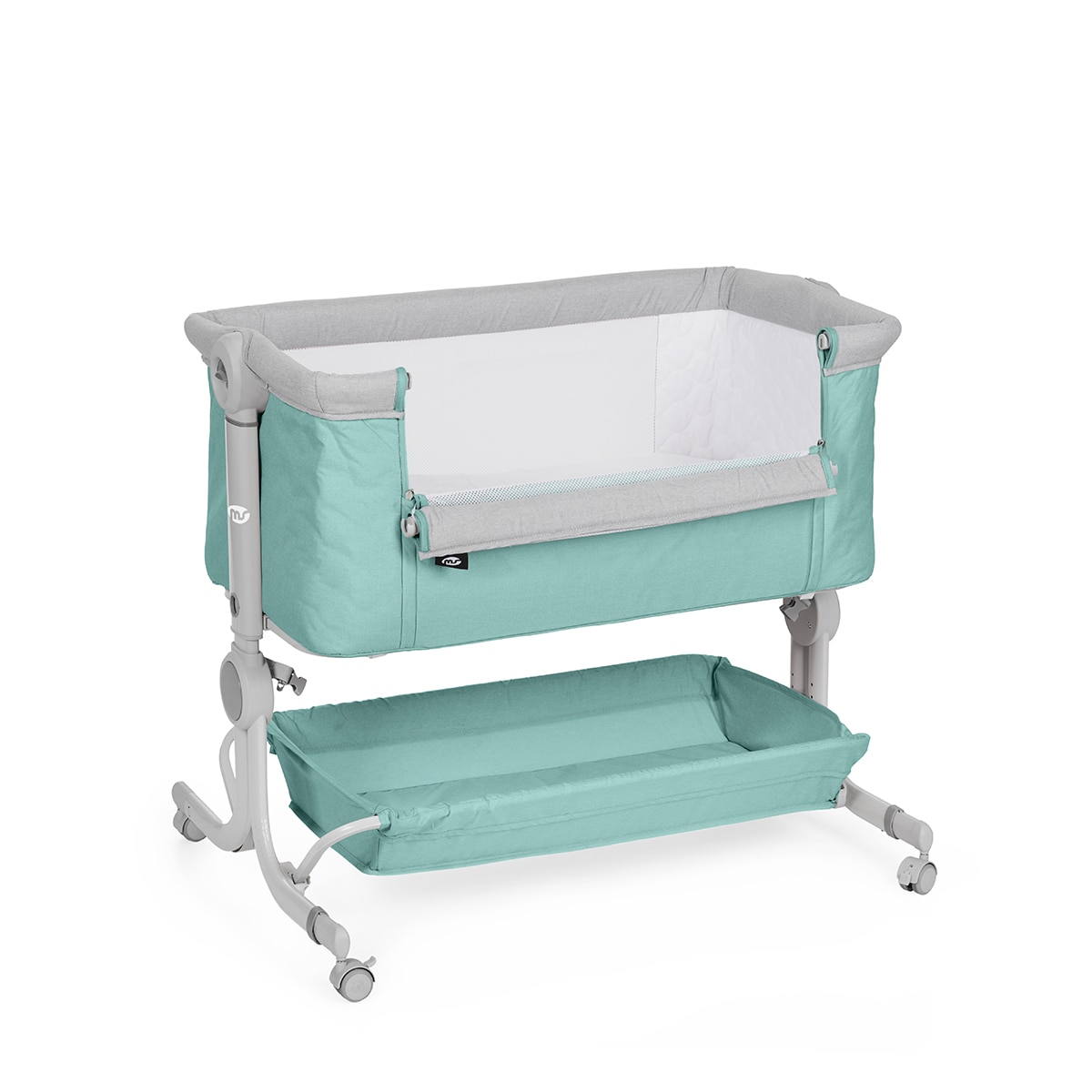 MS Minicuna Colecho Comfy - Cuna Colecho  Regulable Multialturas, Reclinable - Colchón incluido e Incluye Mosquitera de Serie Turquesa-4
