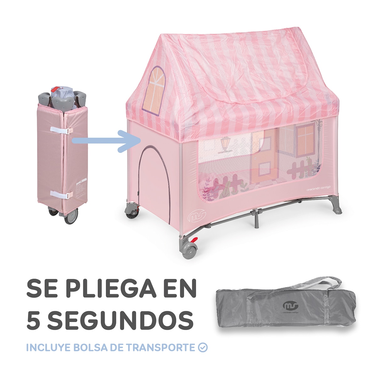 Cuna de viaje Cuna Home Rosa-10