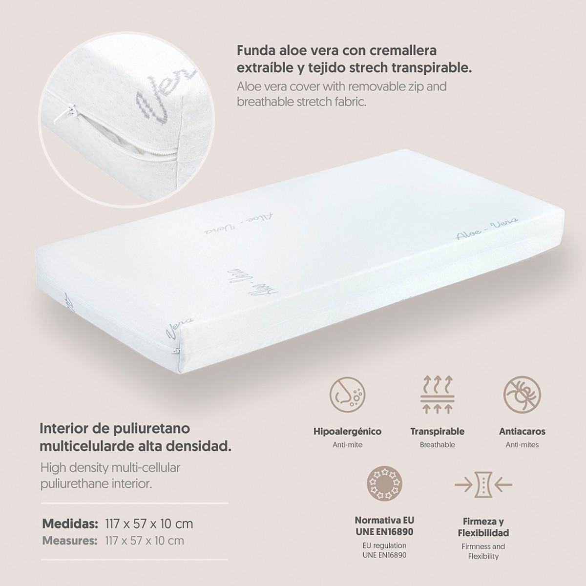 Pack cuna colecho osito convertible + colchón Blanco-5