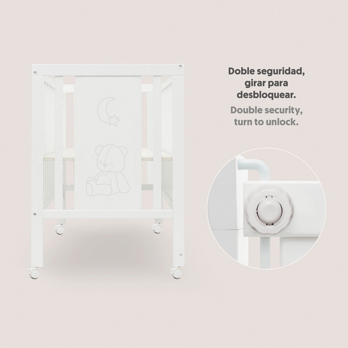Pack cuna colecho osito convertible + kit sistema colecho Blanco-5