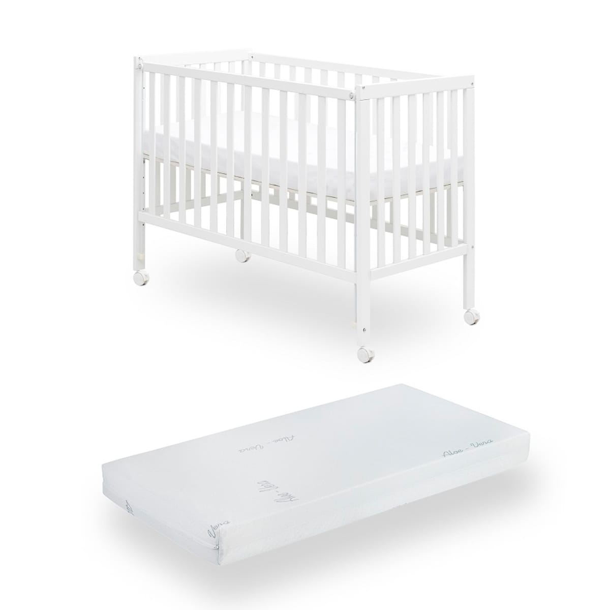 Pack cuna colecho convertible + colchón Blanco-1