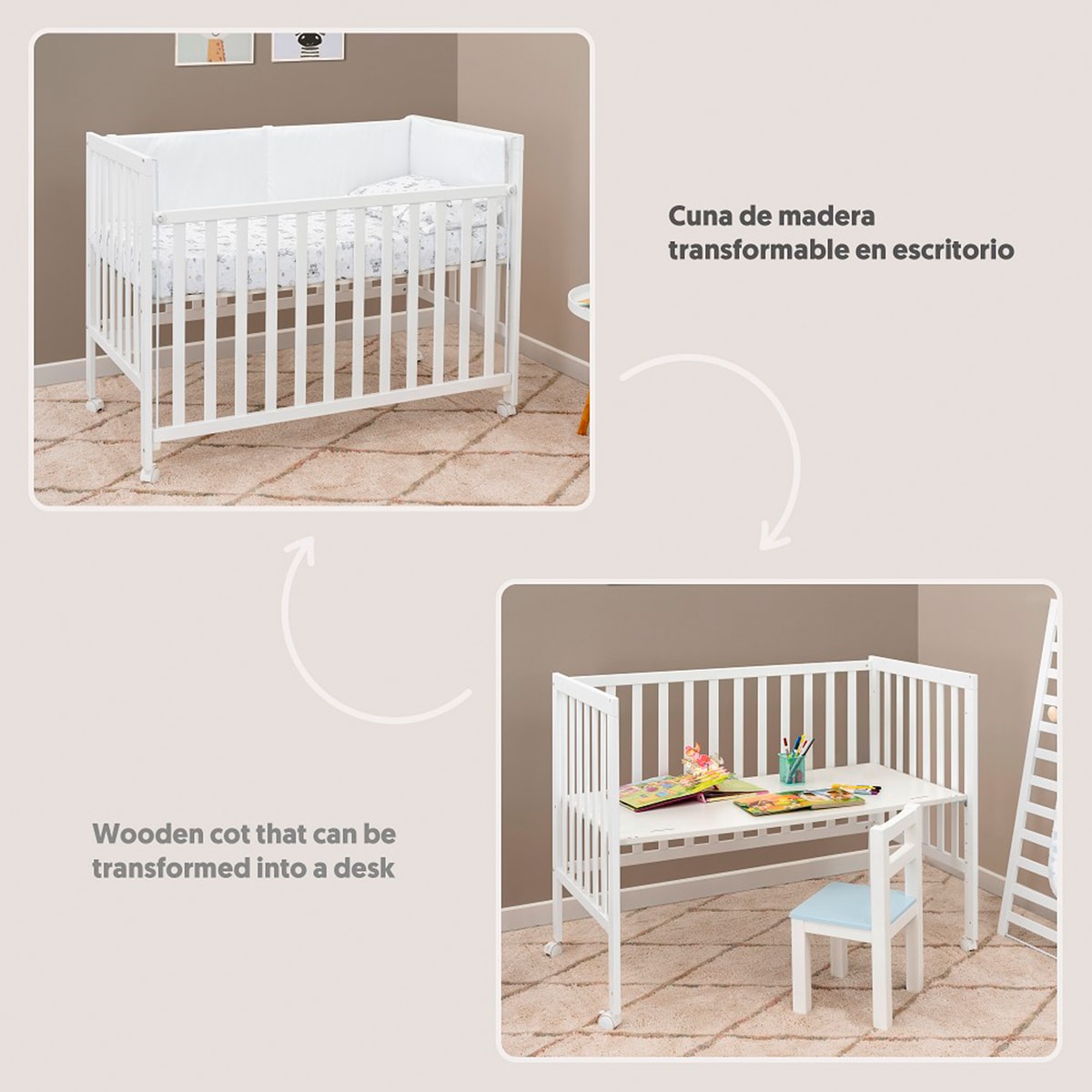 Pack cuna colecho convertible + kit sistema colecho Blanco-6