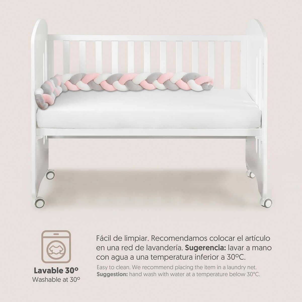 Chichonera Trenza Decorativa Antivuelco Reductora Rosa-6