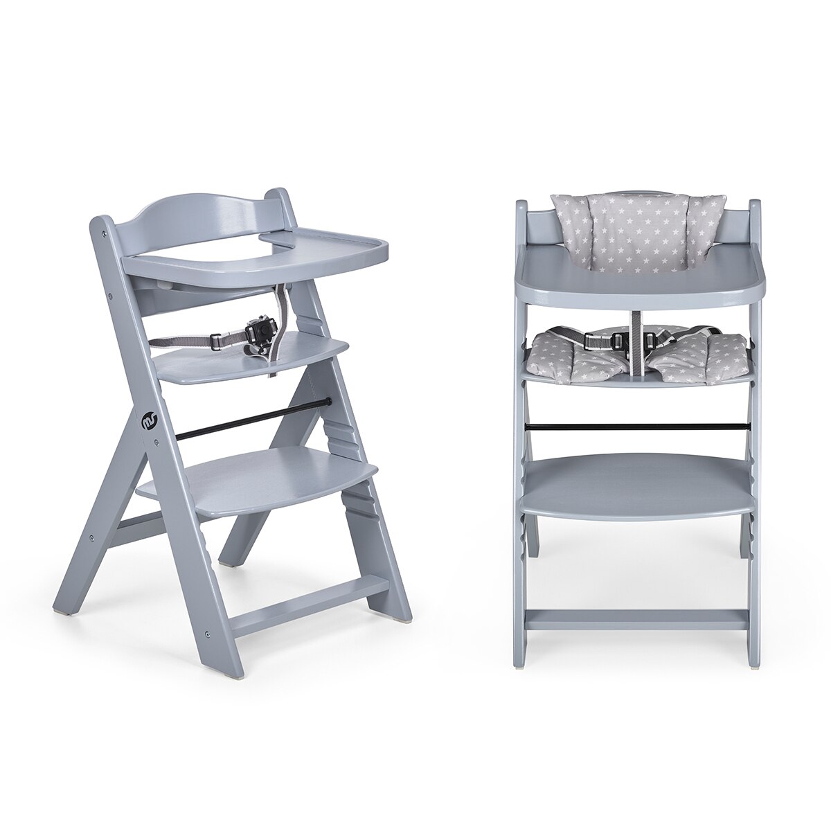 MS - Trona para bebé de Madera Full de - Evolutiva- Silla Alta, Ergonómica, Regulable, Segura Gris-2